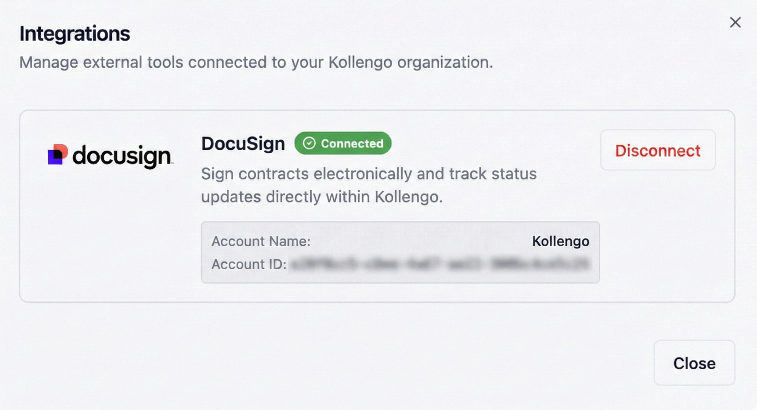 DocuSign Integration Settings