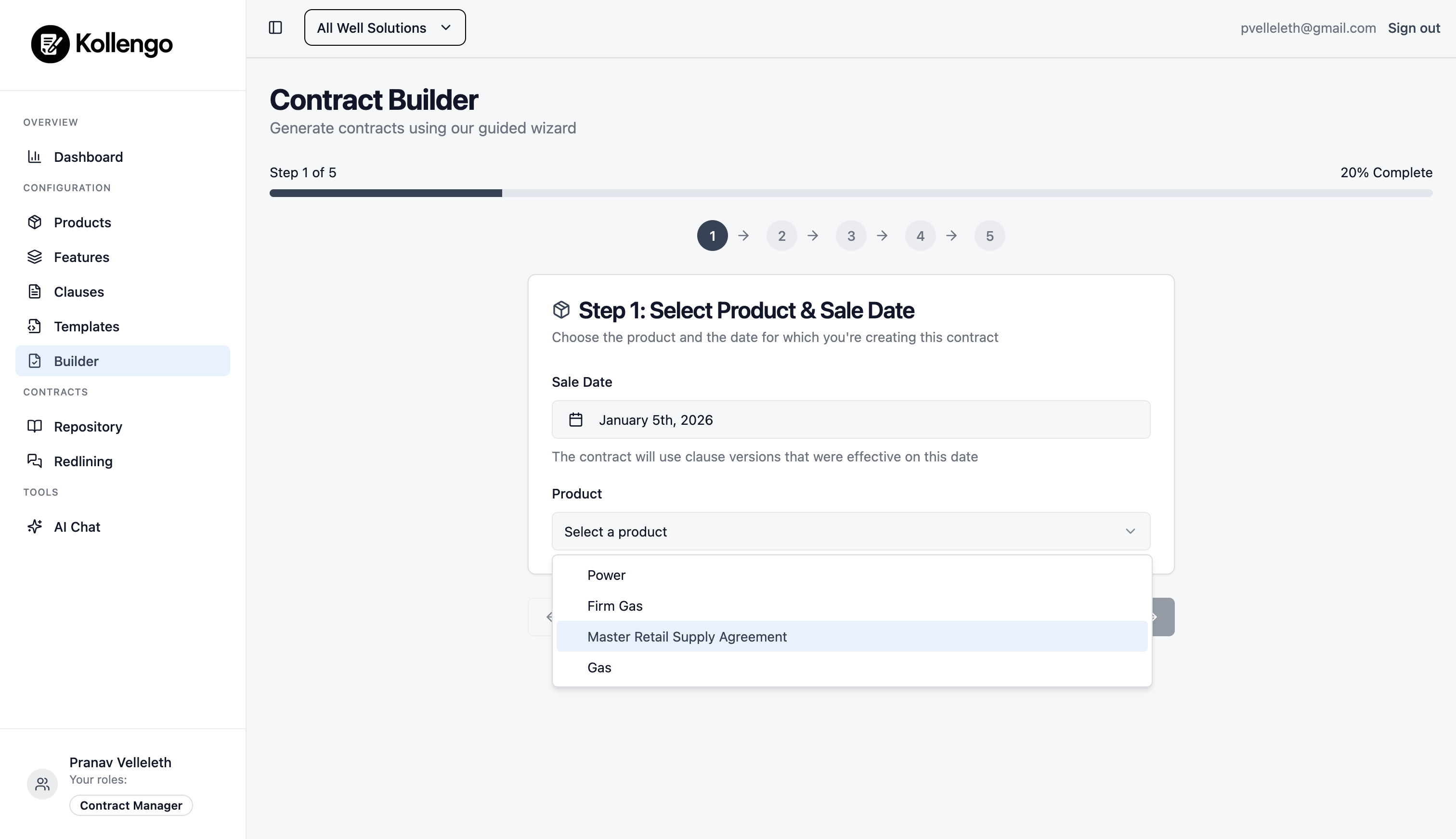 Step 1: Selecting Product and Sale Date